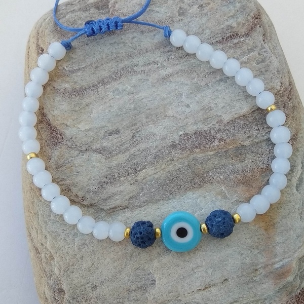 Μινιμαλ μακραμε βραχιόλι μάτι - charms, μάτι, χάντρες, χεριού, αυξομειούμενα - 4