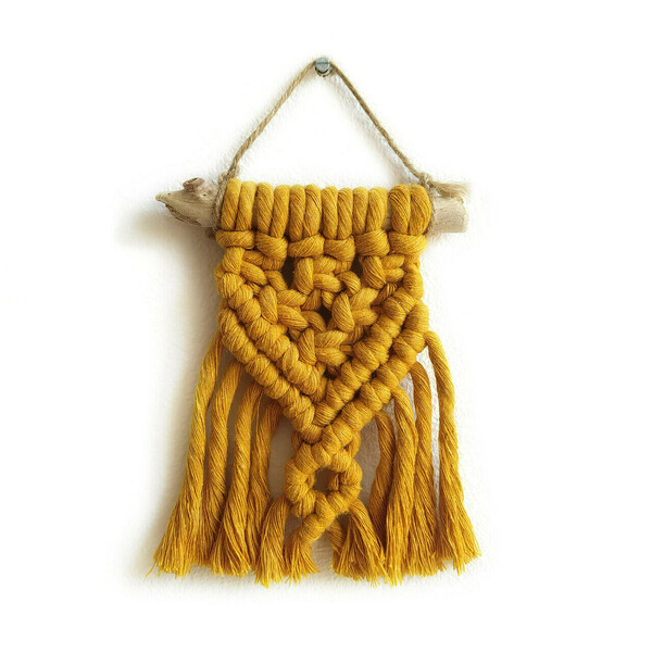 Boho mini μακραμέ κρεμαστό διακοσμητικό (012) - βαμβάκι, δώρο, μακραμέ, boho, διακοσμητικά