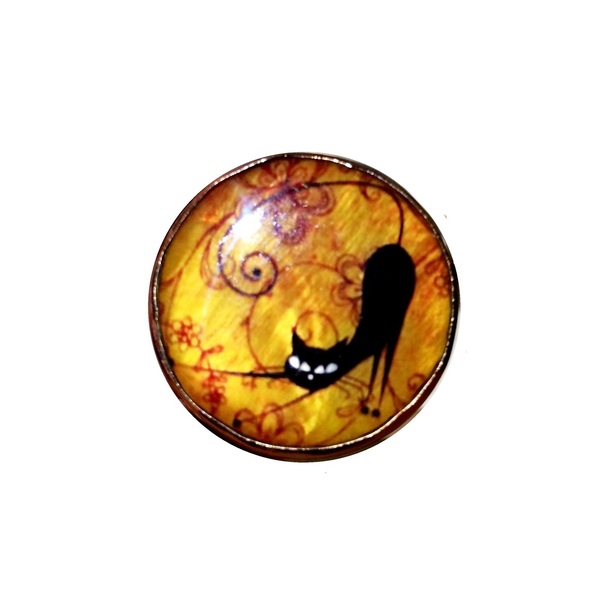 Δαχτυλίδι μεγάλο "Γάτα" σε 3 σχέδια - γυαλί, γάτα, μπρούντζος, μεγάλα, αυξομειούμενα - 3