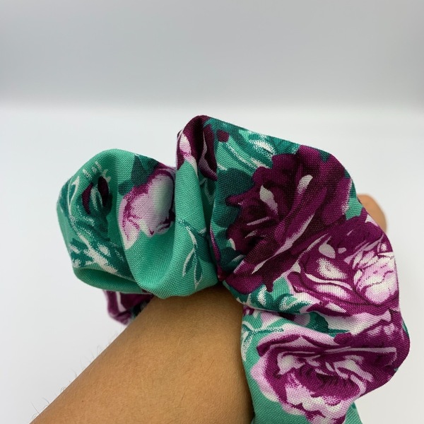 Σετ scrunchie & μάσκα σε floral pattern - λαστιχάκι, φλοράλ, μάσκα προσώπου - 4