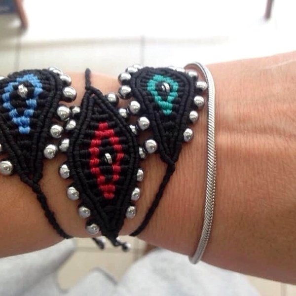 Μακραμέ βραχιόλι Μάτι boho - ημιπολύτιμες πέτρες, μακραμέ, μάτι, χεριού, αυξομειούμενα - 4