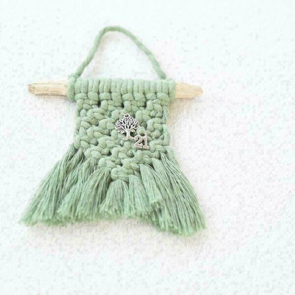 boho mini macrame christmas gift - γούρια, δέντρο - 3