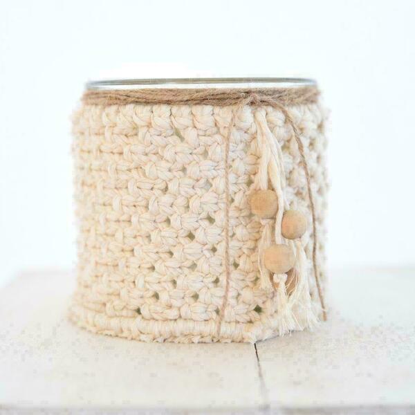 Handmade boho macrame jar - γυαλί, βάζα & μπολ