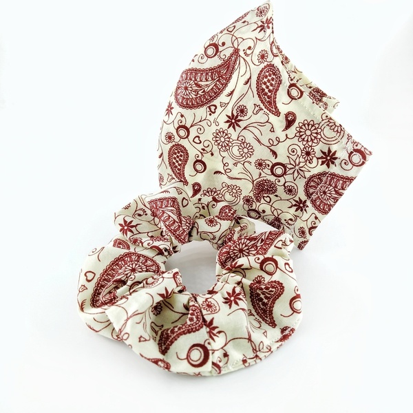 Σετ scrunchie με μάσκα Boho. - βαμβάκι, γυναικεία, boho, μάσκες προσώπου