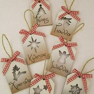 Σετ 6 tmx στολιδια , με τα ονόματα των μελών της οικογένειας.– μήκος 7 εκ ανά τμχ. - χριστουγεννιάτικα δώρα, στολίδια, προσωποποιημένα
