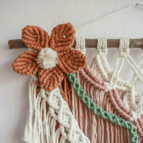 Boho μακραμέ διακοσμητικό τοίχου (044) - βαμβάκι, δώρο, μακραμέ, boho, διακοσμητικά - 3