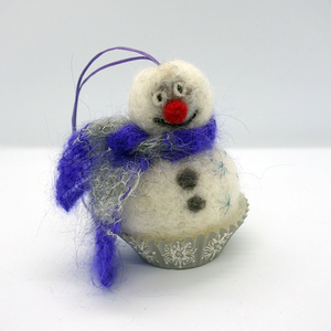 ΧΙΟΝΑΝΘΡΩΠΟΣ , διακοσμητικό μαλλί φελτ, διαστάσεις 9x5 εκ. - διακοσμητικά, μαλλί felt - 4