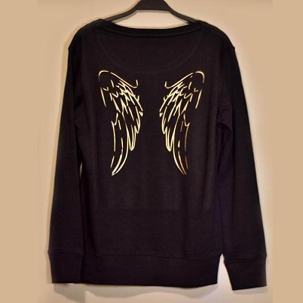 Μαύρο φούτερ. Let your dreams be your wings - βαμβάκι, πολυεστέρας, μακρυμάνικες - 5