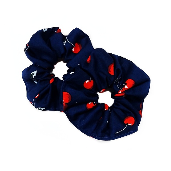 Scrunchie/ Λαστιχάκια μαλλιών 'κερασάκια' - 1 τεμάχιο - ύφασμα, απαραίτητα καλοκαιρινά αξεσουάρ, λαστιχάκια μαλλιών - 2