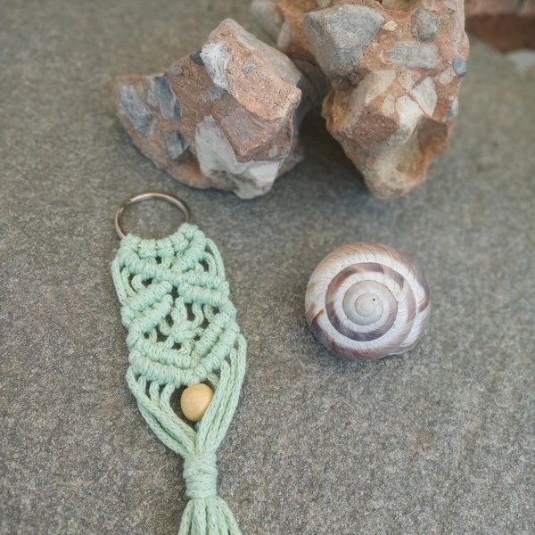 Macrame μπρελοκ - μπομπονιερα Μ15 - δώρο, γιορτή, δώρα γενεθλίων, δώρα για δασκάλες, πλεκτά - 2