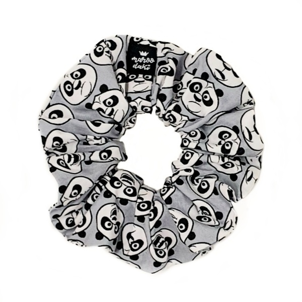 Scrunchie λαστιχάκι μαλλιών #pandagrey - κοκκαλάκι, κορίτσι, λαστιχάκια μαλλιών
