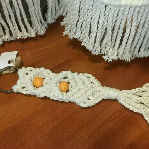 Macrame μπρελοκ - μπομπονιερα Μ26 - δώρα γενεθλίων, δώρα για δασκάλες, πλεκτά - 3