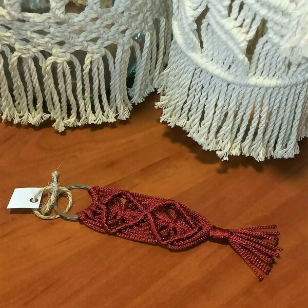 Macrame μπρελοκ - μπομπονιερα Μ33 - δώρα γενεθλίων, γιορτή της μητέρας, πλεκτά - 2