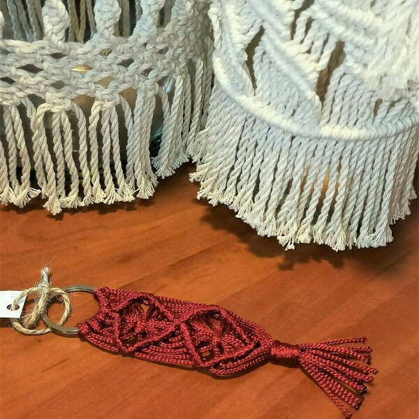 Macrame μπρελοκ - μπομπονιερα Μ33 - δώρα γενεθλίων, γιορτή της μητέρας, πλεκτά - 5