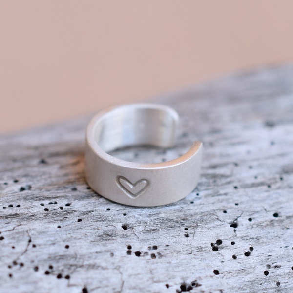 Ear cuff με καρδιά ασήμι 925 - ασήμι, καρδιά - 3