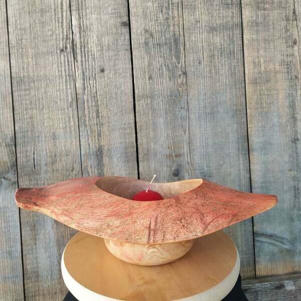 Κηροπήγιο η Διακοσμητικό στον Ξυλότορνο, από Ρίζα Κουτσουπιάς [28Χ8,5εκ.] - χειροποίητα, ρεσώ & κηροπήγια, ξύλινα διακοσμητικά - 3