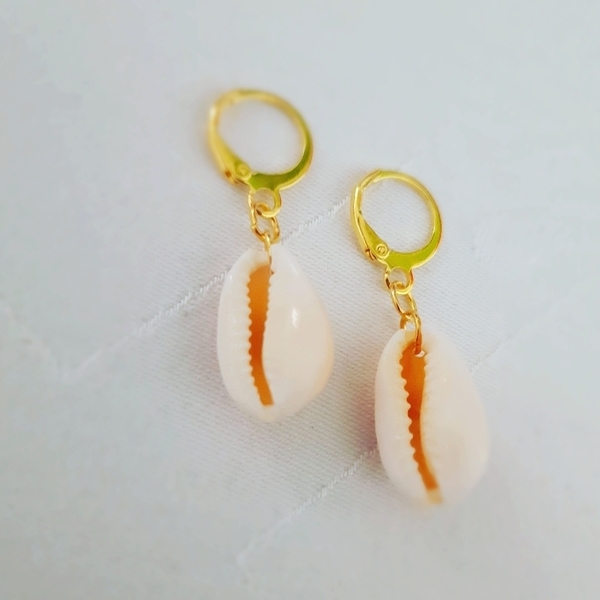 Hoops shells! - επιχρυσωμένα, κοχύλι, κρίκοι, μικρά, boho