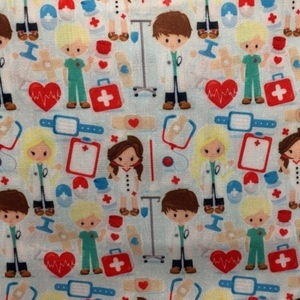 Υφασμάτινο λαστιχάκι scrunchie doctor - ύφασμα, μαλλιά, για τα μαλλιά, δώρα για γυναίκες, λαστιχάκια μαλλιών - 3