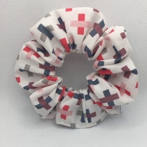 Υφασμάτινο λαστιχάκι scrunchie λευκό - ύφασμα, μαλλιά, δώρα για γυναίκες, λαστιχάκια μαλλιών - 2