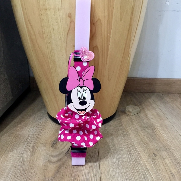 Λαμπάδα με ήρωα κινουμένων σχεδίων (MInnie Mouse) - μαγνητάκι & scrunchie - κορίτσι, λαμπάδες, για παιδιά, ήρωες κινουμένων σχεδίων - 5