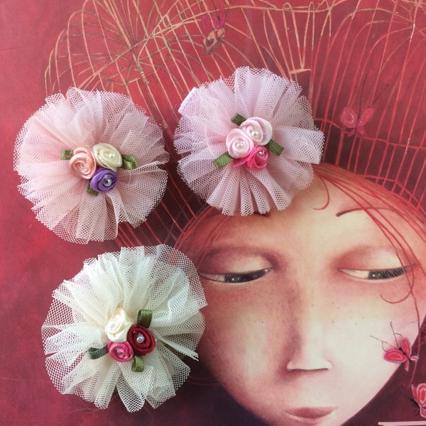 Σετ 2 τεμαχίων παιδικά κλιπς μαλλιών "Μπουκετάκια Β" (κατ' επιλογήν) - δώρο, λουλούδια, αξεσουάρ μαλλιών - 2