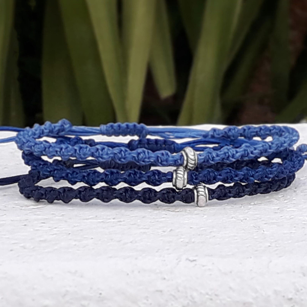 Ανδρικό βραχιόλι macrame (το τεμάχιο) 3blue - μακραμέ, βραχιόλια, κορδόνια, χειροποίητα, δώρα για άντρες - 4