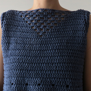 Μπλε μπλουζάκι - βαμβάκι, crop top - 5