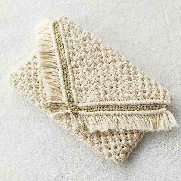 BOHO handmade macrame clutch bag - νήμα, φάκελοι, all day, χειρός, πλεκτές τσάντες