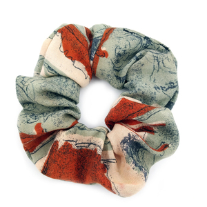 Scrunchie Earth βισκόζη - ύφασμα, βαμβάκι, λαστιχάκια μαλλιών