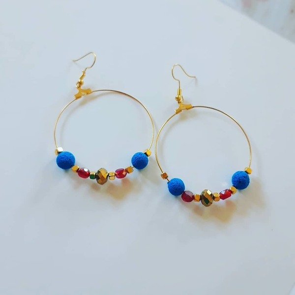 Colourful and boho!! - ημιπολύτιμες πέτρες, επιχρυσωμένα, κρίκοι, boho
