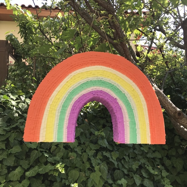 Πινιάτα ουράνιο τόξο - ύψος 43 εκ. - κορίτσι, ουράνιο τόξο, πινιάτες, μονόκερος - 2