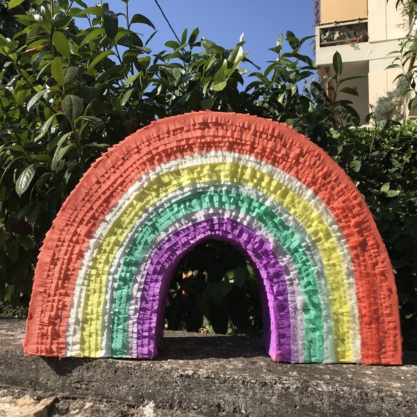 Πινιάτα ουράνιο τόξο - ύψος 43 εκ. - κορίτσι, ουράνιο τόξο, πινιάτες, μονόκερος - 3