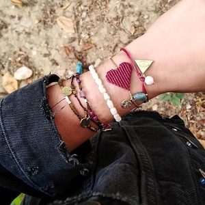 Minimal βραχιόλι με ατσάλινο μάτι κ μαργαριτάρι - charms, μάτι, boho, πέρλες, χεριού - 3