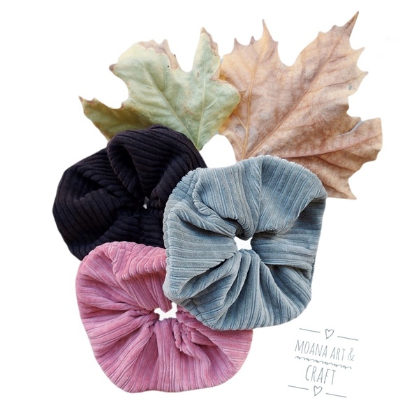 Scrunchie/ Λαστιχάκι μαλλιών 'fluffy μαύρο' - 1 τεμ. (medium μέγεθος) - ύφασμα, βελούδο, για τα μαλλιά, λαστιχάκια μαλλιών - 3