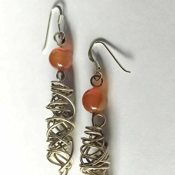 "Tangled bubbles 3" - ασήμι, ημιπολύτιμες πέτρες, αλπακάς, κρεμαστά