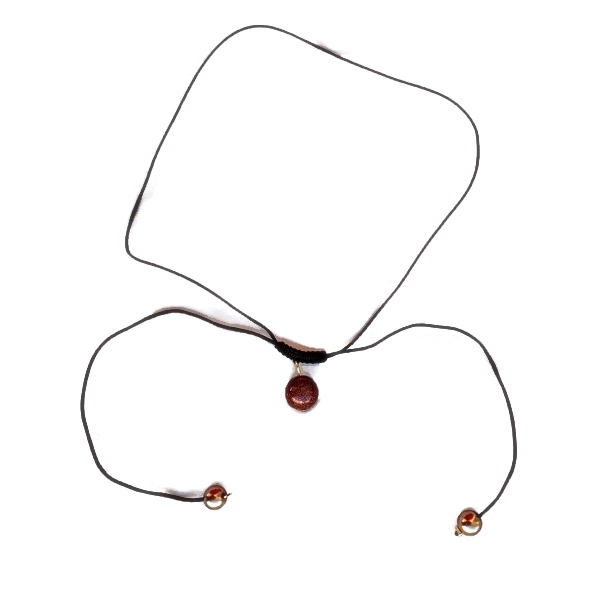 κολιέ κοντό μακραμέ με καφέ χρυσόλιθο και σαμπανιζέ πέρλες - ημιπολύτιμες πέτρες, τσόκερ, χάντρες, κοντά, πέρλες