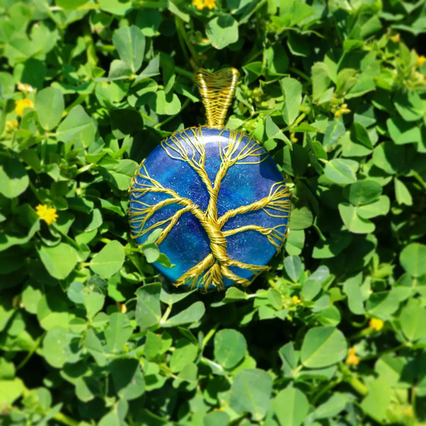 Tree of life - γυαλί, επιχρυσωμένα, μακριά, μενταγιόν - 2