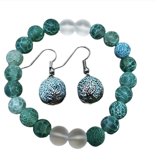 SET of AHAT GREEN and QUARTZ TRANSPARENT MATTE - ημιπολύτιμες πέτρες, ατσάλι, σταθερά, χεριού, φθηνά