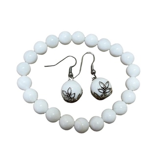 SET of QUARTZ MILK WHITE - ημιπολύτιμες πέτρες, χάντρες, ατσάλι, χεριού, φθηνά