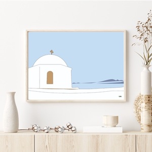 ArtPrint | Σαντορίνη -Τρούλος| 29,7*42 ψηφιακό αρχείο Α3| Εκτυπώσιμη αφίσα | παλ αποχρώσεις - πίνακες & κάδρα, διακόσμηση, αφίσες - 3