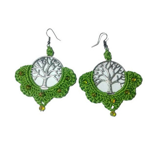 Σκουλαρίκια *TREE OF LIFE* με τέχνη μακραμε, χαντρες. - μακραμέ, ατσάλι, κρεμαστά, γάντζος, φθηνά