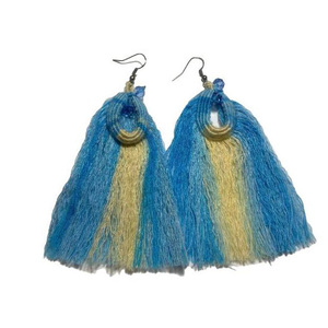 Σκουλαρίκια *Bobolink* με τέχνη μακραμε, χαντρες. - μακραμέ, ατσάλι, κρεμαστά, μεγάλα, γάντζος