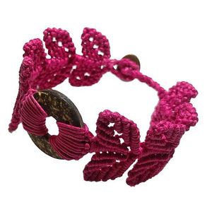 Βραχιόλι *AUTUMN LEAF FALL* με τέχνη μακραμε. - ξύλο, μακραμέ, κορδόνια, σταθερά, χεριού - 3