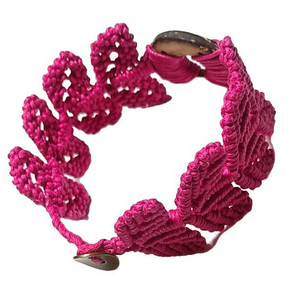 Βραχιόλι *AUTUMN LEAF FALL* με τέχνη μακραμε. - ξύλο, μακραμέ, κορδόνια, σταθερά, χεριού - 4