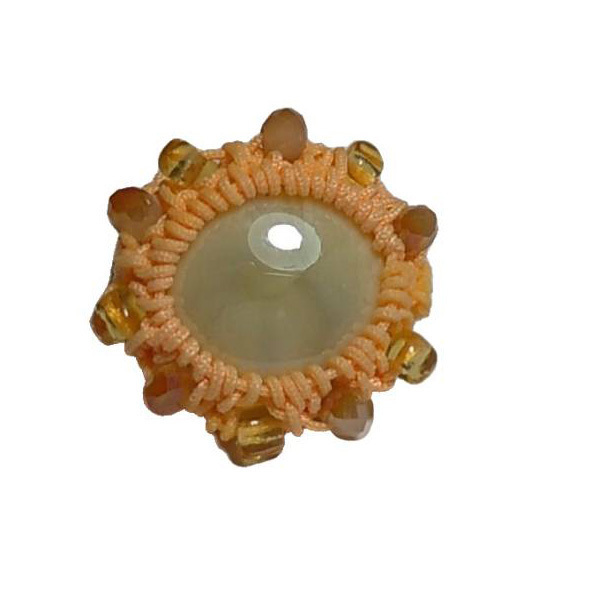 Δαχτυλίδι *SNOWDROP* με τεχνη μακραμε. - γυαλί, μακραμέ, χάντρες, λουλούδι - 3