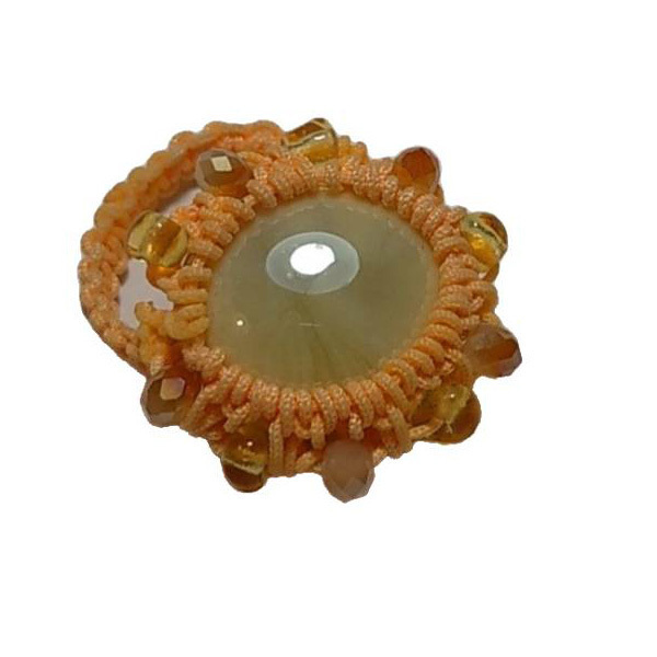 Δαχτυλίδι *SNOWDROP* με τεχνη μακραμε. - γυαλί, μακραμέ, χάντρες, λουλούδι - 4