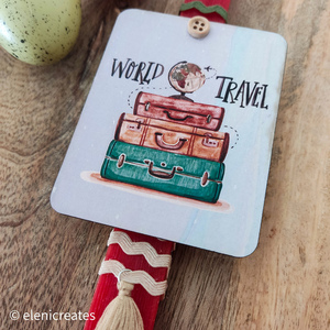 Κόκκινη λαμπάδα "world travel" (ταξίδι) 30 εκατοστά - λαμπάδες, μαγνητάκια, για ενήλικες, για εφήβους - 3
