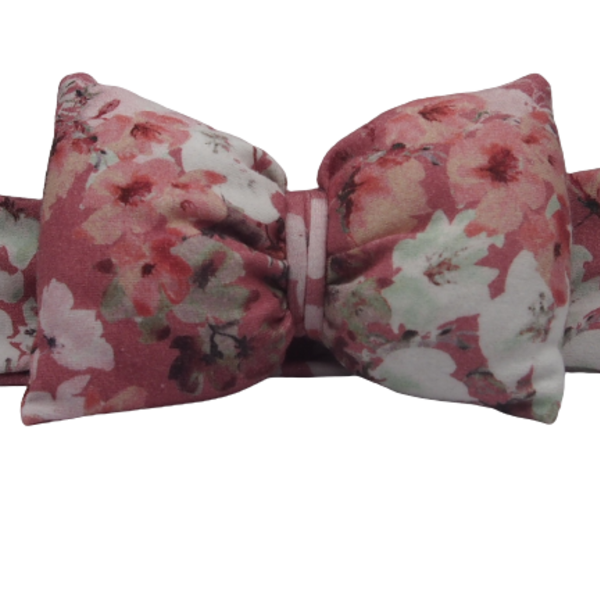 κορδελα μαλλιων ελαστική με φουσκωτο φιογκο σε χρωμα ροζ σκουρο με λουλουδια για παιδια απο 0-7ετων και ανω - κορδέλα, μαλλιά, βαμβακερές κορδέλες, βρεφικά, αξεσουάρ μαλλιών