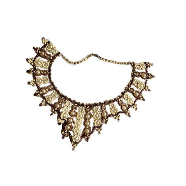 Κολιέ *KOROLEVA*με την τεχνική μακραμέ. - μακραμέ, κορδόνια, χάντρες, μαμά, ατσάλι