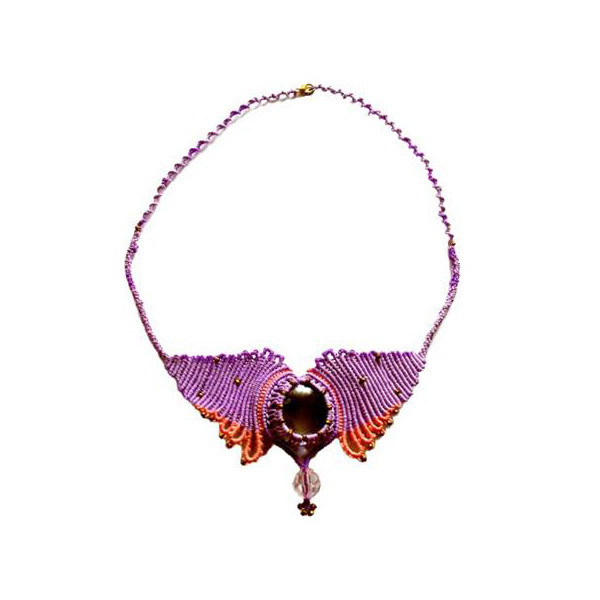 Κολιέ *SACHA* με τεχνική μακραμέ. - γυαλί, μακραμέ, κορδόνια, χάντρες, κοντά